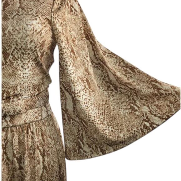 NEW L’AGENCE X-Small Sleek Neutral Maxi Dress Snakeskin Print One Shoulder Party - Picture 10 of 13